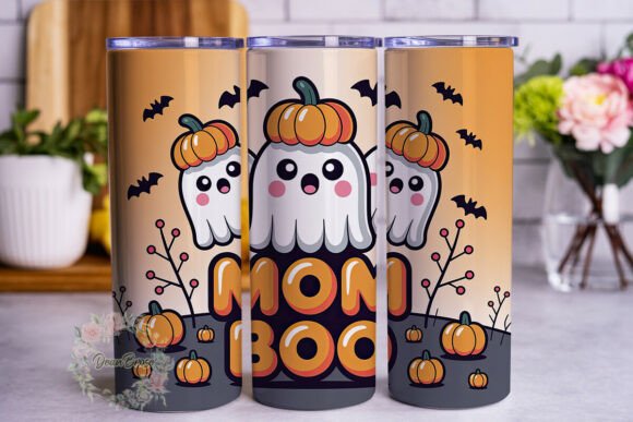 Cute Ghost Pumpkin MOM BOO Tumbler Design Review