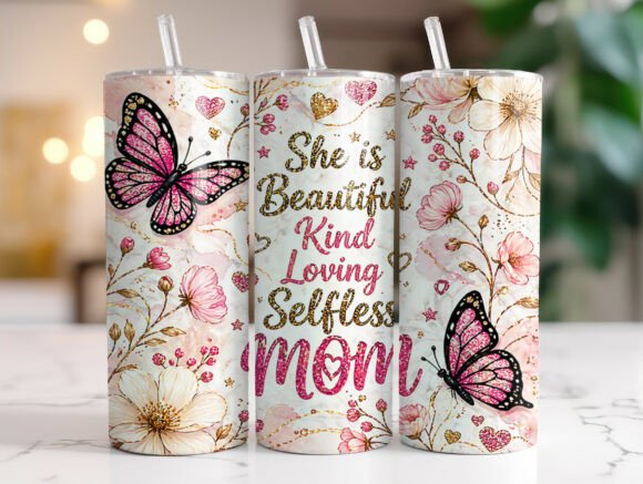 Glitter Mom Quote Butterfly Tumbler Wrap Review