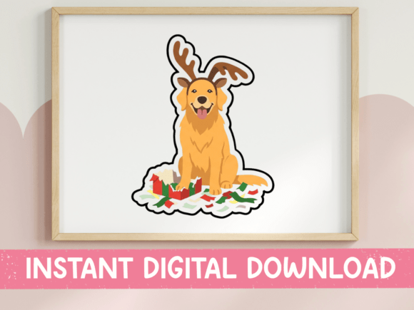 Golden Retriever with Reindeer Antlers Design Review